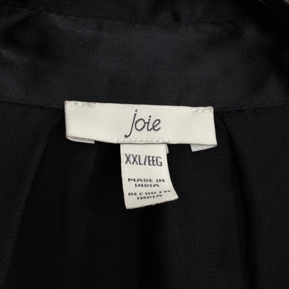 Joie Satin Blouse Women's XXL Black Button Front Long Sleeve NWT MSRP $98 - Picture 6 of 8